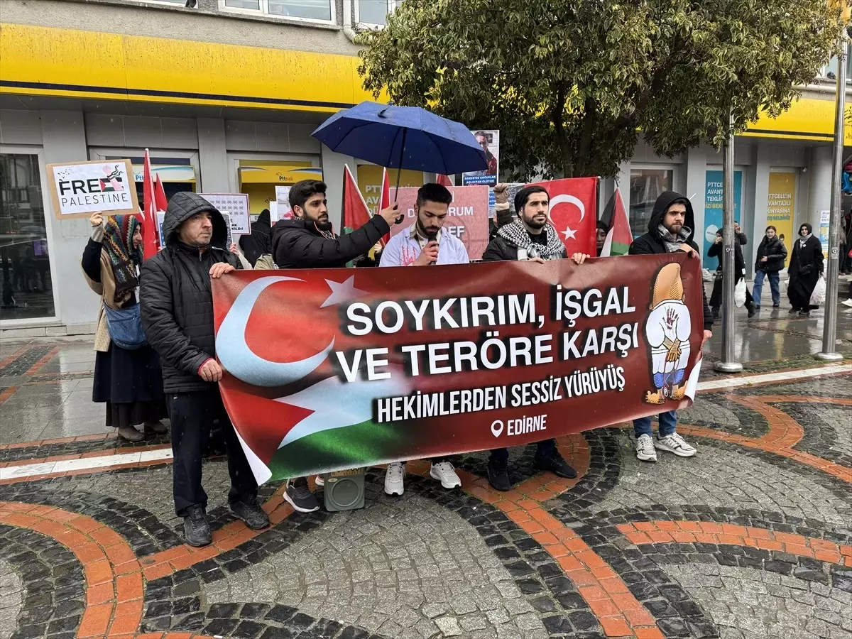 Edirne\'de İsrail\'in Gazze\'ye yönelik saldırıları protesto edildi