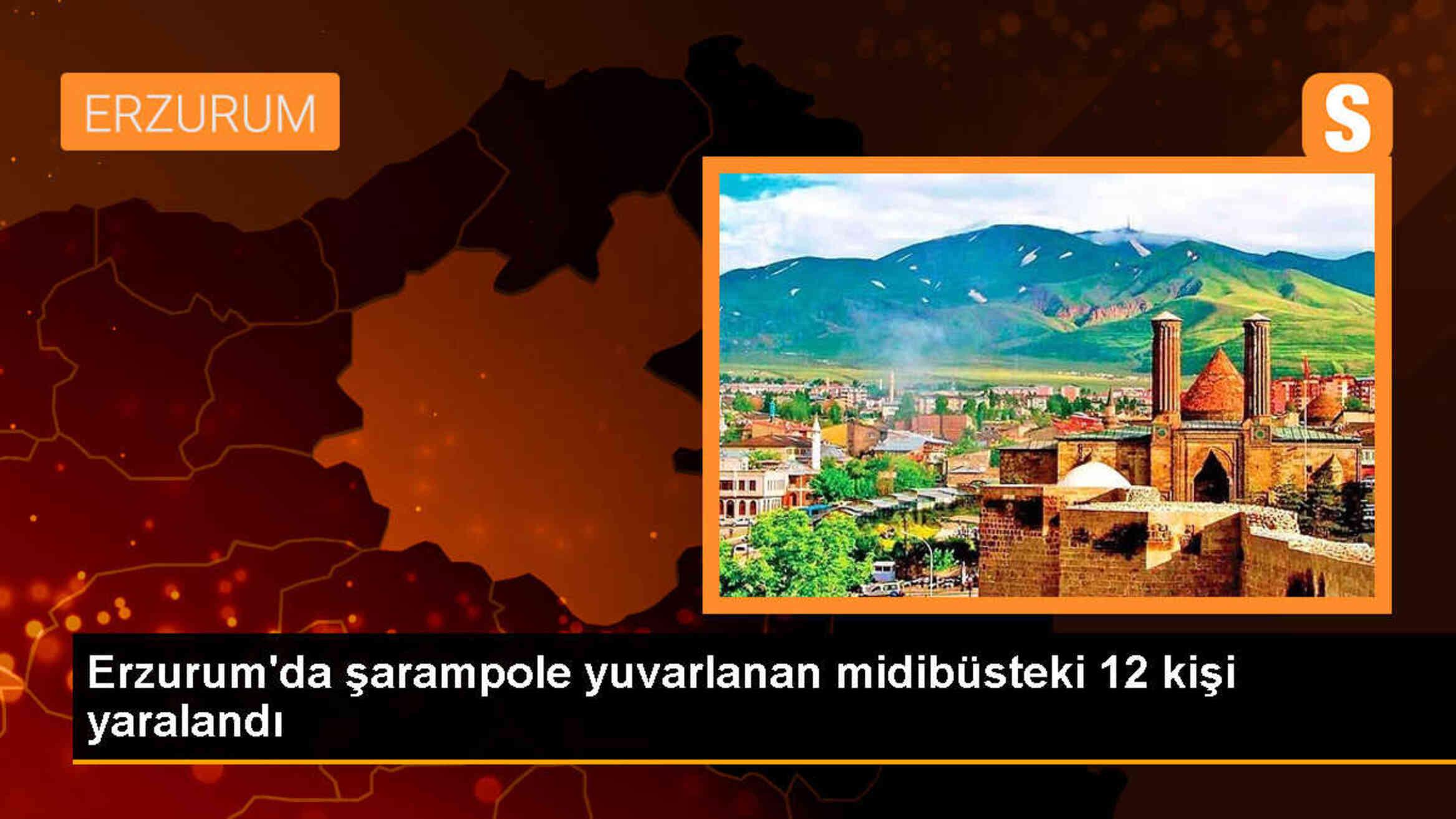 Erzurum\'da Midibüs Şarampole Yuvarlandı: 12 Yaralı