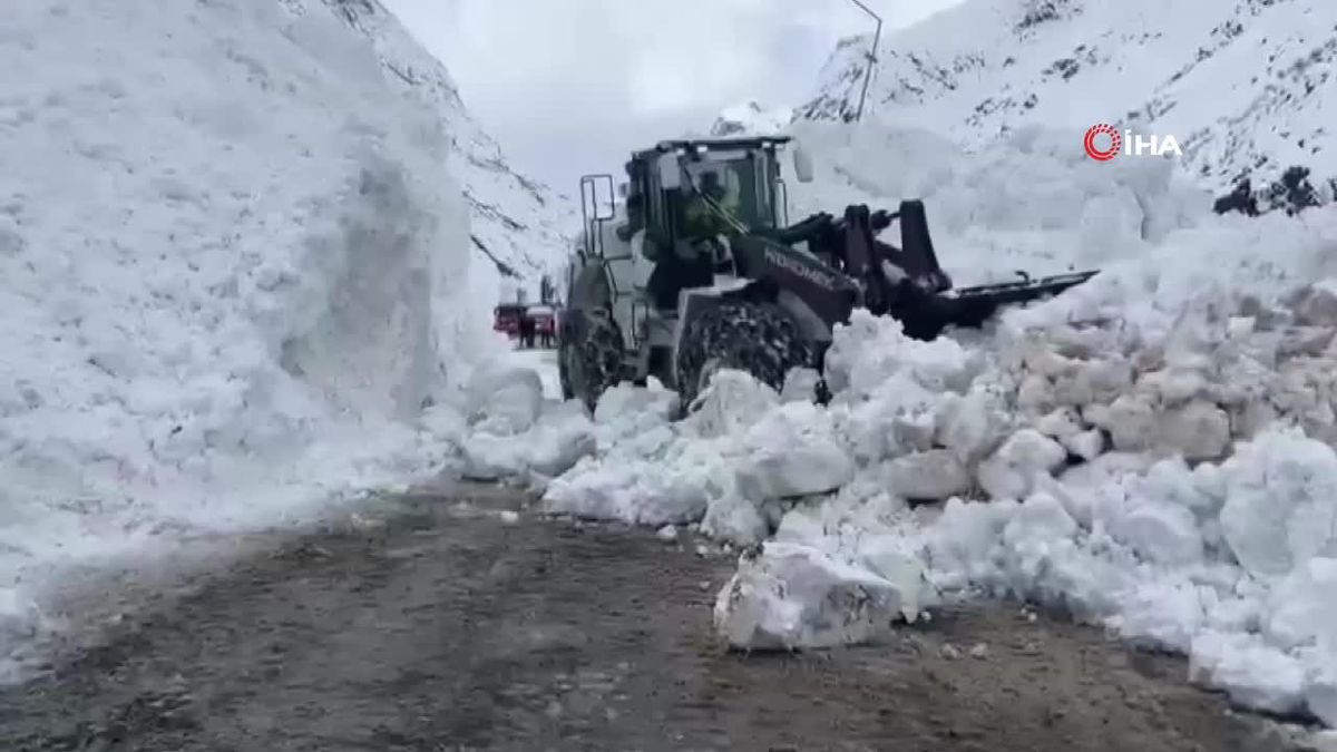 Hakkari-Çukurca Karayoluna düşen çığ temizlendi
