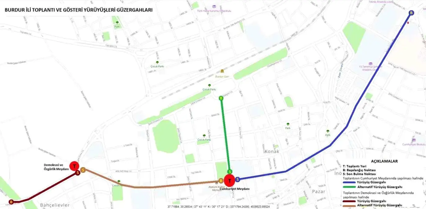 Burdur\'da 2024 Yılında Yapılacak Toplantı ve Gösteri Yürüyüşü Yerleri Belli Oldu