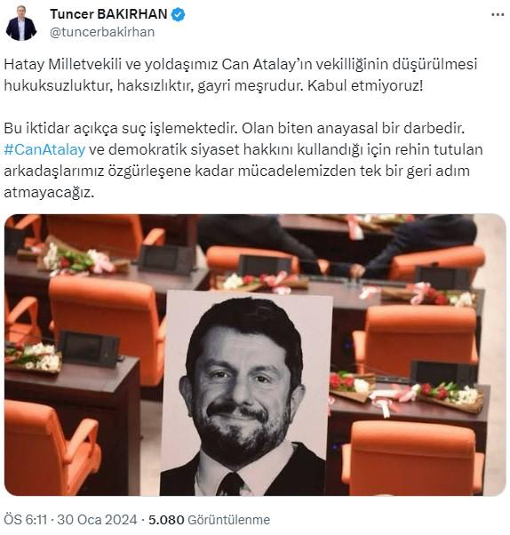 Can Atalay'ın vekilliğinin düşürülmesine siyasilerden peş peşe tepki geldi