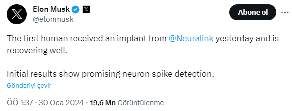 Elon Musk bunu da denedi! Beyin çipi ilk kez bir insana yerleştirildi