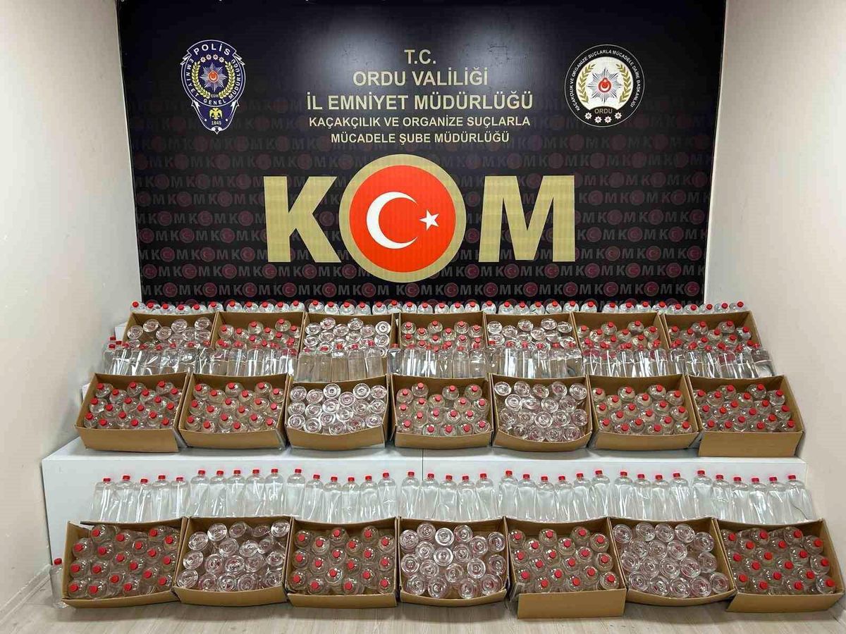 Ordu\'da sahte alkollü içki operasyonunda 630 litre etil alkol ele geçirildi