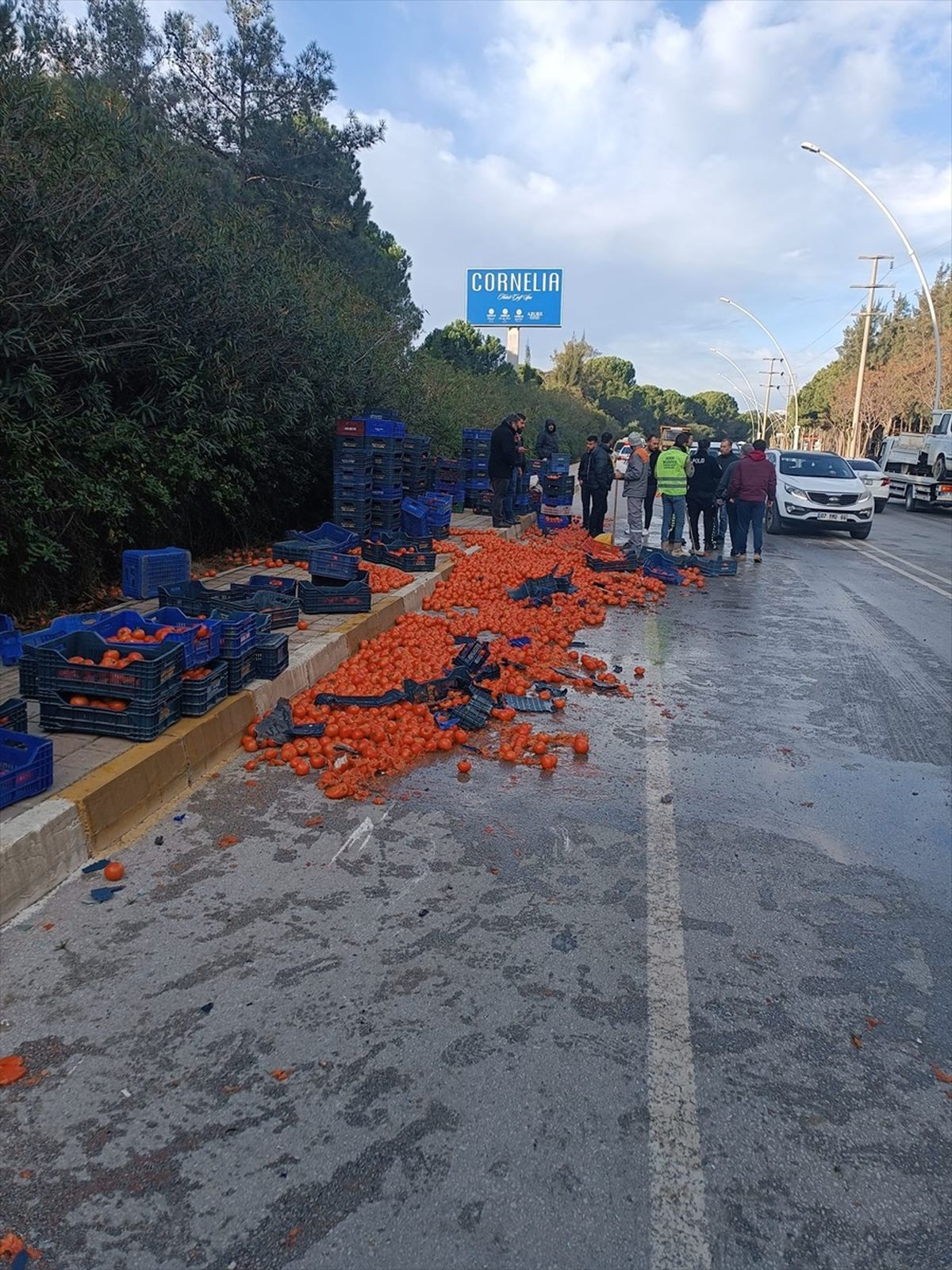Antalya\'da kamyonet ile midibüs çarpıştı, domatesler yola saçıldı
