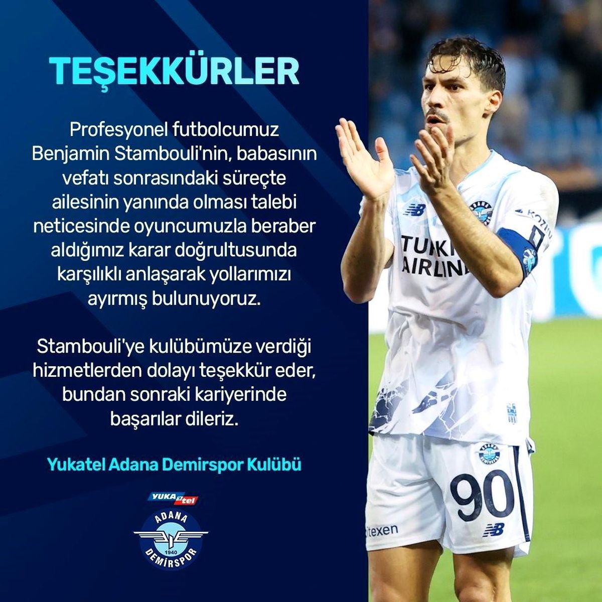 Adana Demirspor, Benjamin Stambouli ile yollarını ayırdı