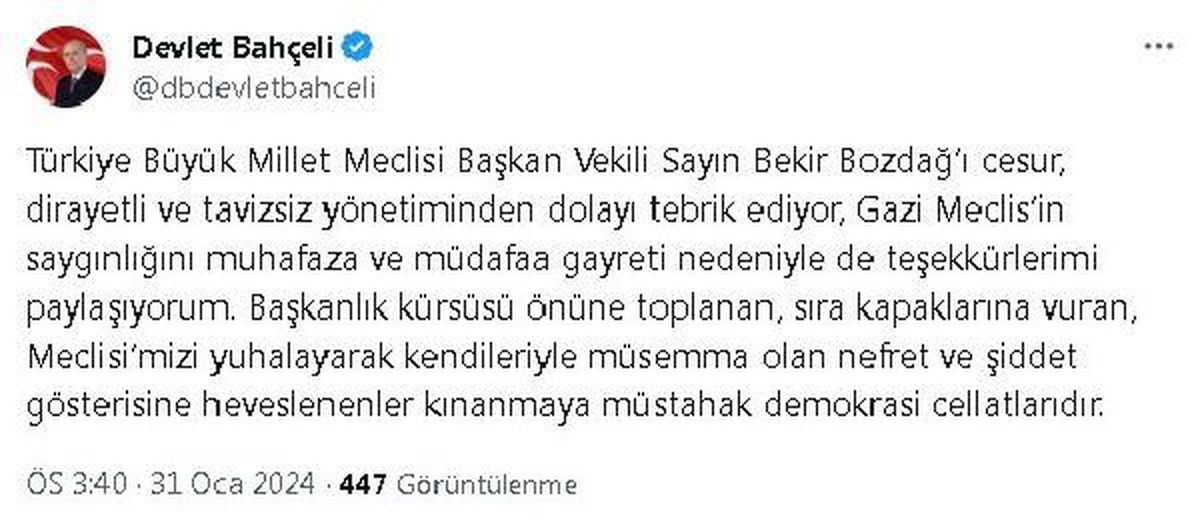Bahçeli: Hukukun üstünlüğü herkes için bağlayıcıdır