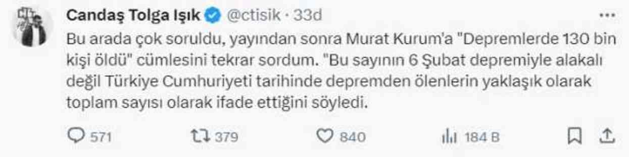 Kurum'un '130 bin canımız gitmiş' çıkışı ortalığı karıştırdı! 6 Şubat iddiaları gelince sözlerine açıklık getirdi