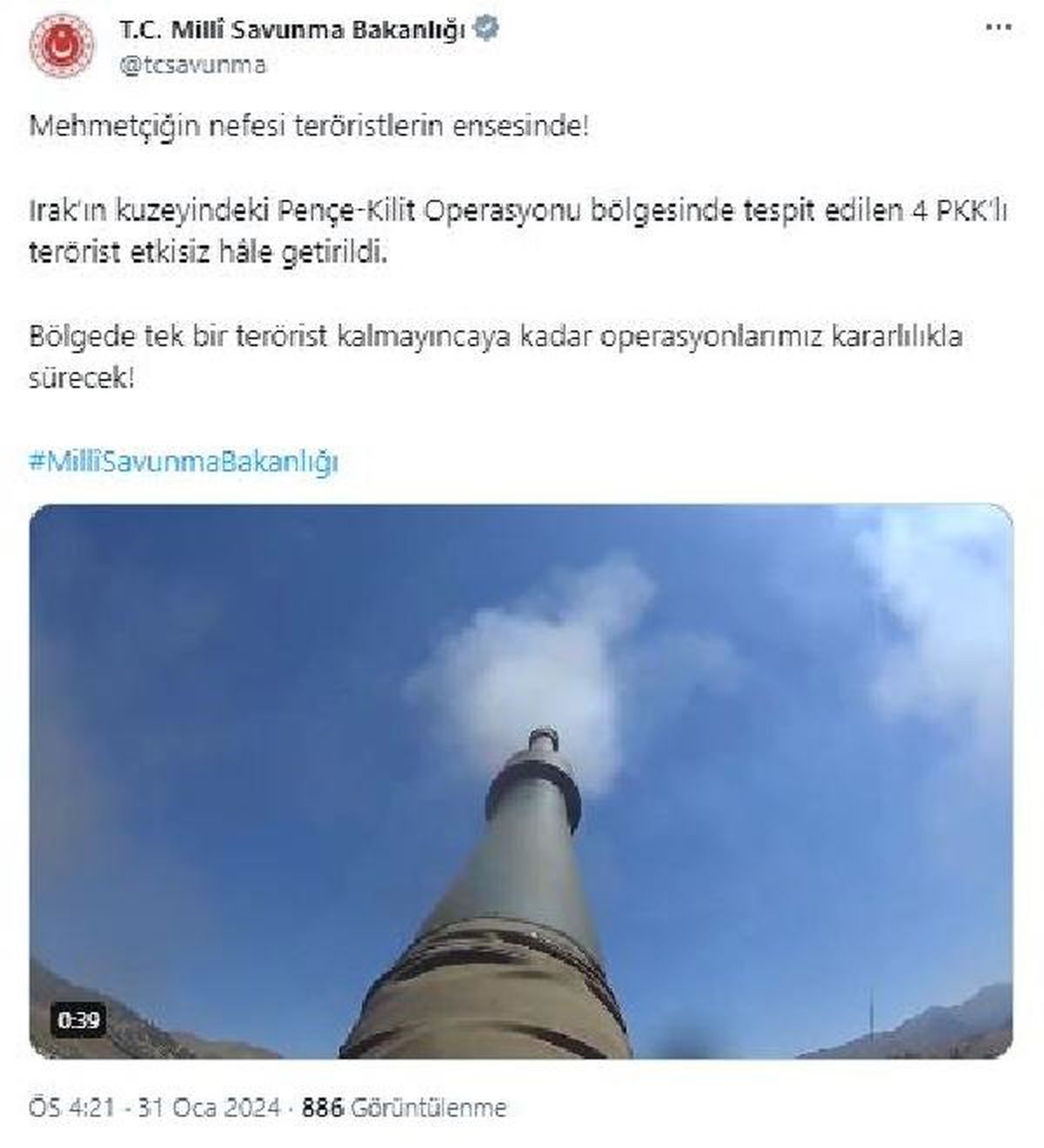 Pençe-Kilit operasyonunda 4 PKK\'lı terörist etkisiz hale getirildi