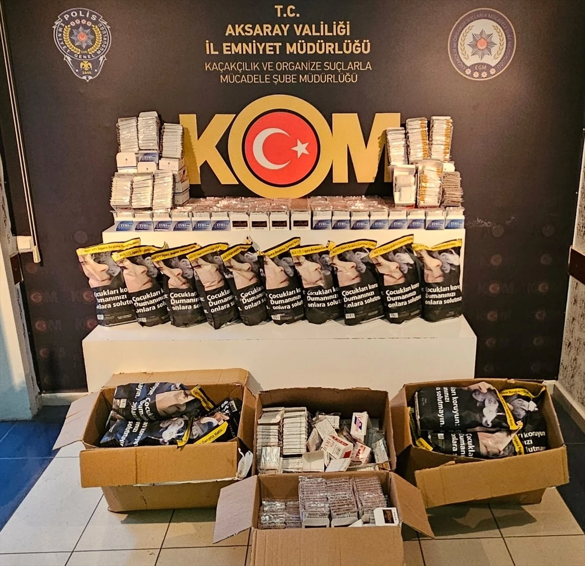 Aksaray\'da 750 bin makaron ve 30 kilogram sahte bandrollü tütün ele geçirildi, 4 kişi gözaltına alındı