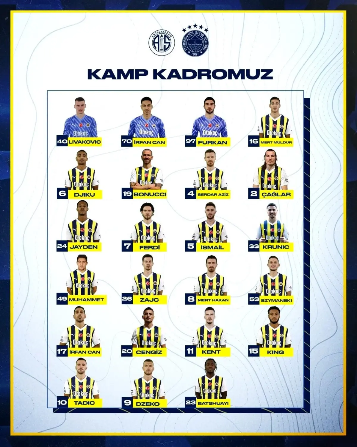 Fenerbahçe\'nin Antalyaspor maçı kamp kadrosu açıklandı