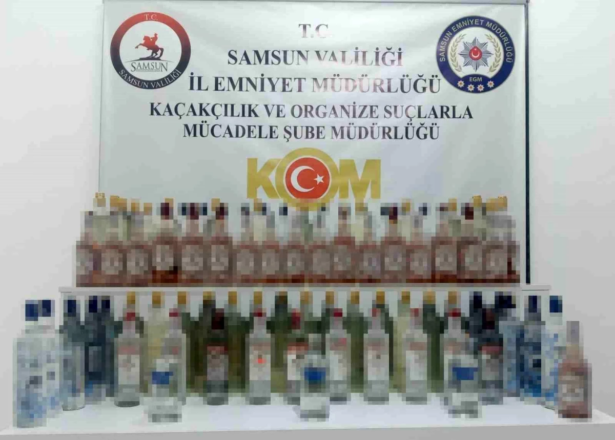 Samsun\'da polis 89 şişe sahte bandrollü içki ele geçirdi