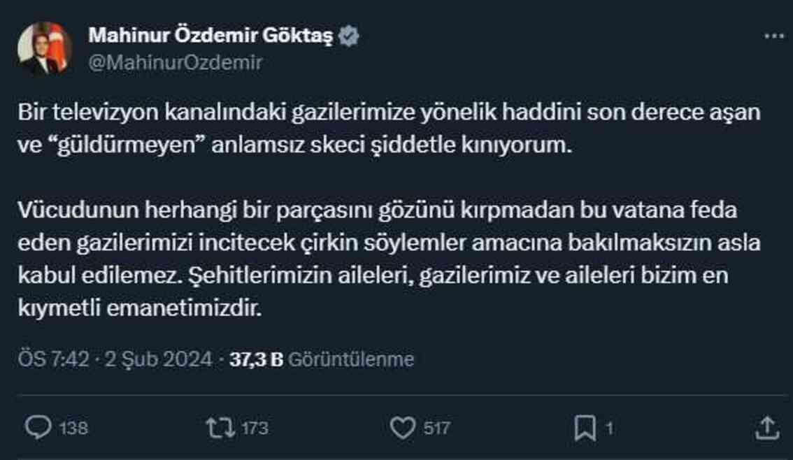 Televizyonda yay�nlanan gazilerle ilgili ske� tepki �ekti: Kur�un yemek seni ayr�cal�kl� yapmaz