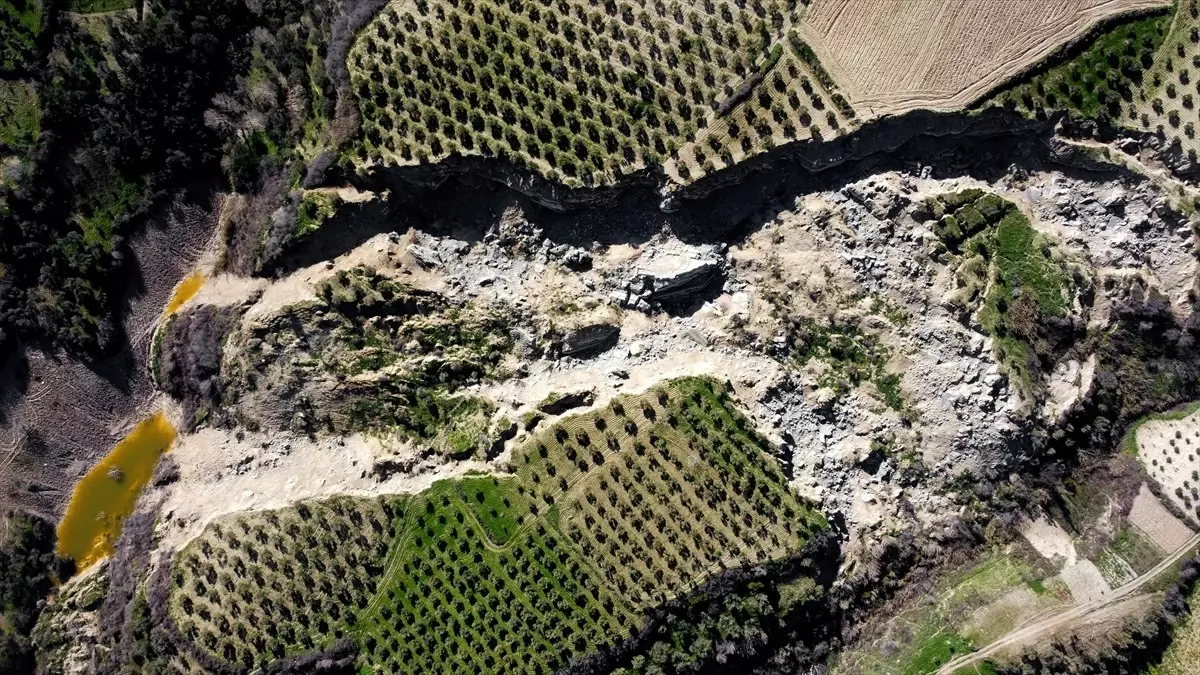 Hatay\'ın Altınözü ilçesindeki zeytinlik alanda devasa yarık oluştu