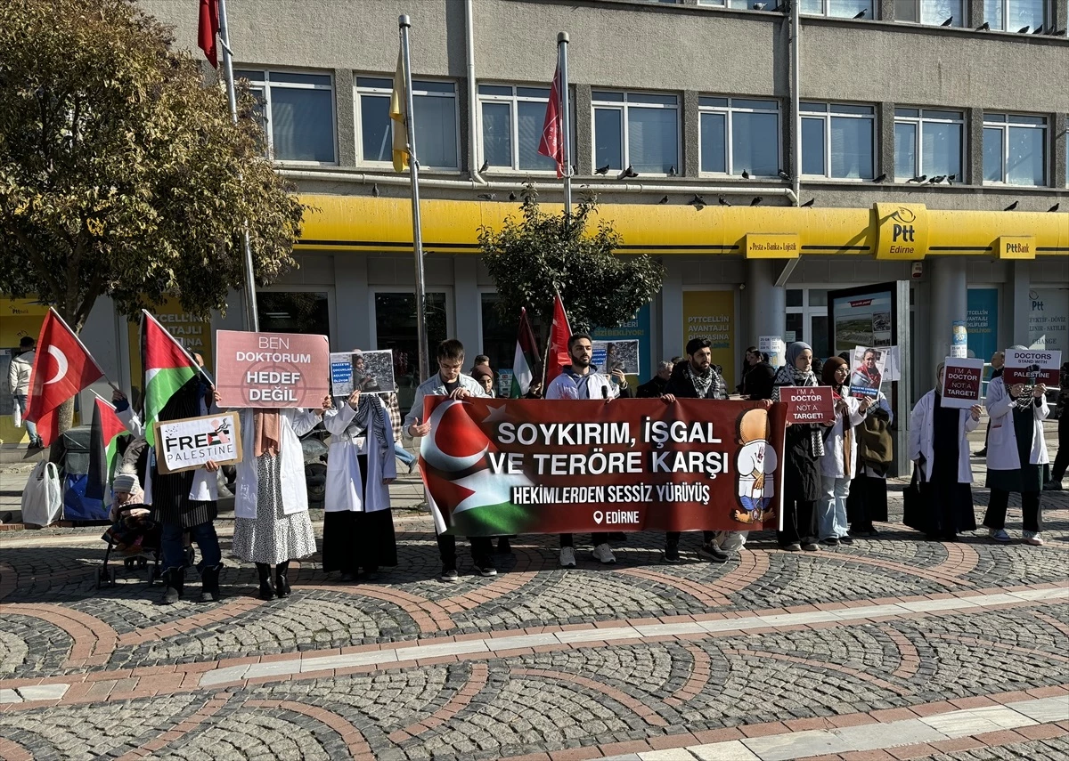 Edirne\'de İsrail\'in Gazze\'ye yönelik saldırıları protesto edildi