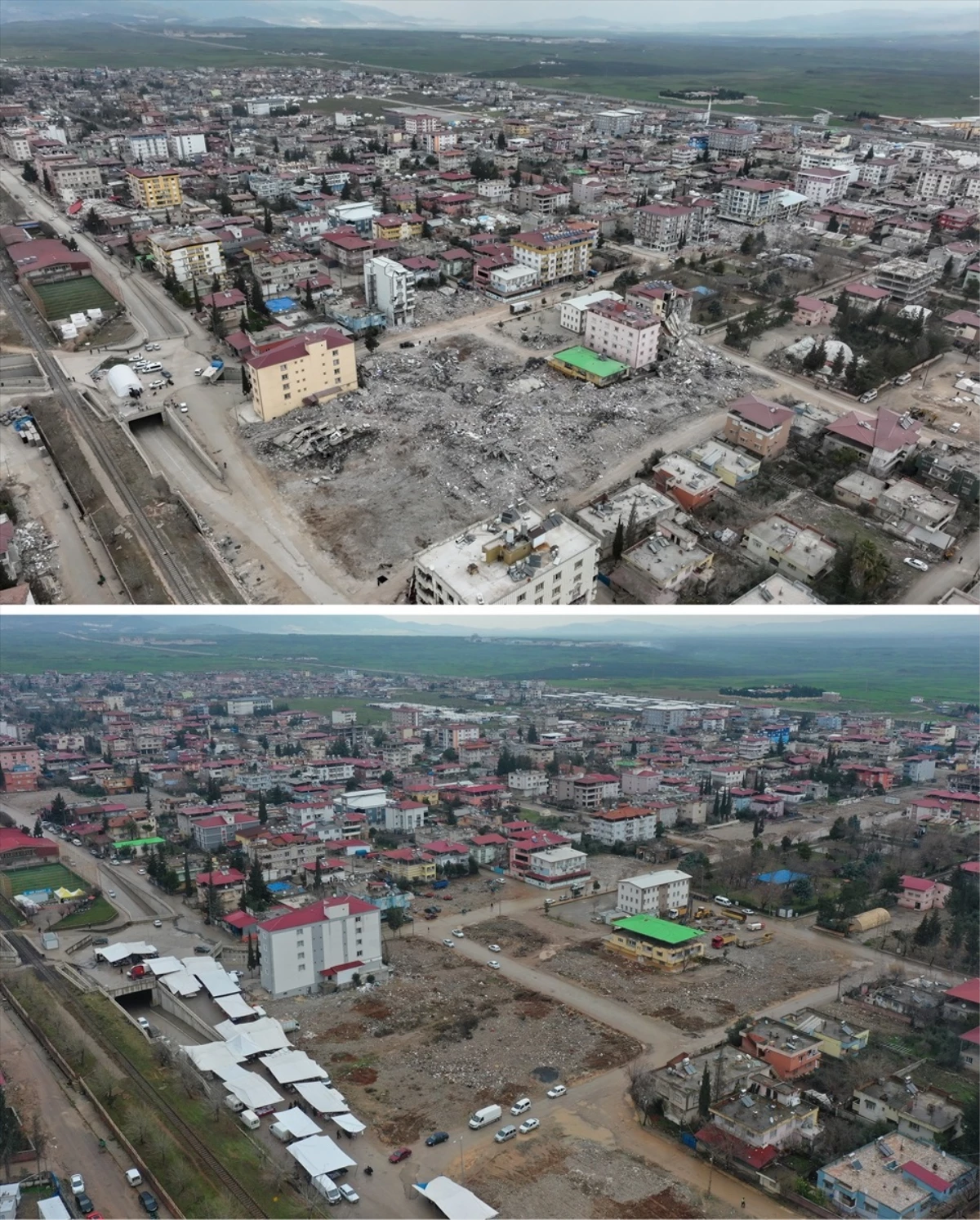 Gaziantep\'in İslahiye ve Nurdağı ilçeleri, depremin birinci yılında havadan görüntülendi