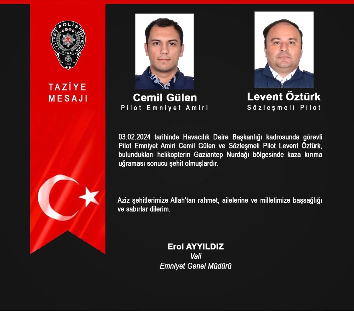 Gaziantep\'te helikopter kazasında 2 polis şehit oldu