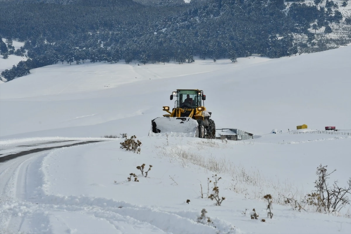 Kars\'ın Sarıkamış ilçesinde karla mücadele çalışmaları sürüyor