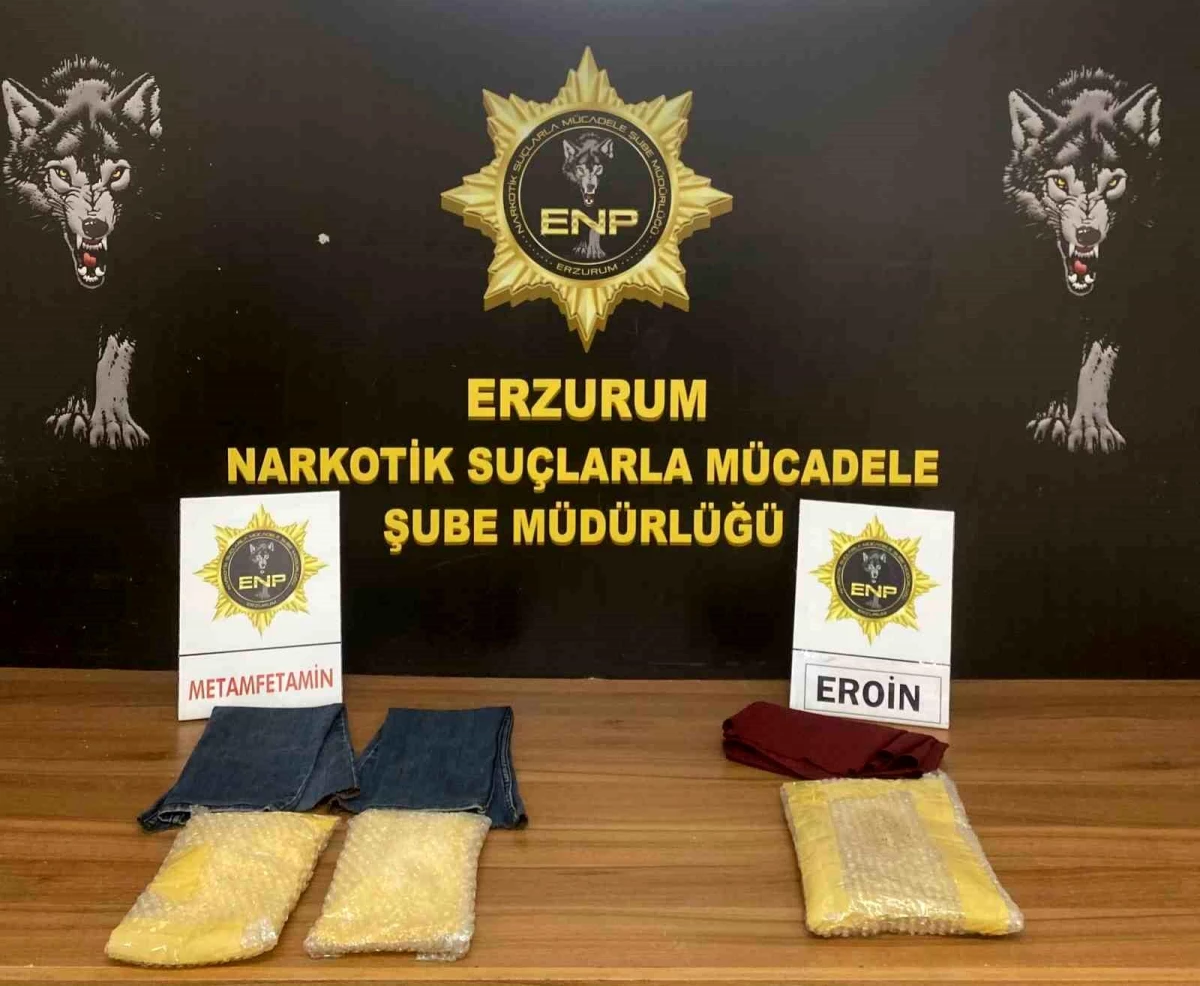 Erzurum\'da Uyuşturucu Operasyonu: 2 Kilogram Metamfetamin ve 1 Kilogram Eroin Ele Geçirildi