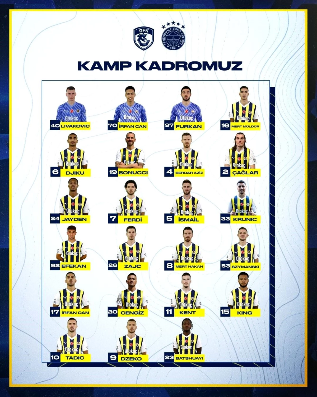 Fenerbahçe\'nin Ziraat Türkiye Kupası kadrosu açıklandı