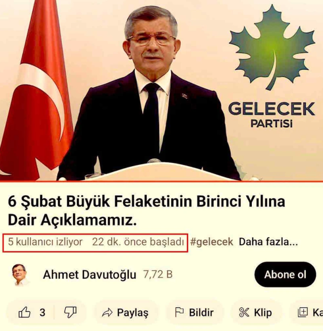 Ahmet Davutoğlu'nun açtığı yayını yalnızca 5 kişi izledi! Durumu fark eden herkes aynı soruyu yöneltti