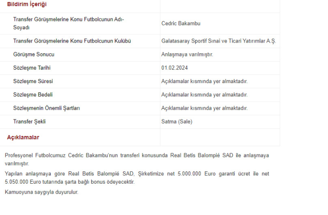 Real Betis Başkanı Haro, biz Galatasaray'a 5 milyon Euro ödemedik