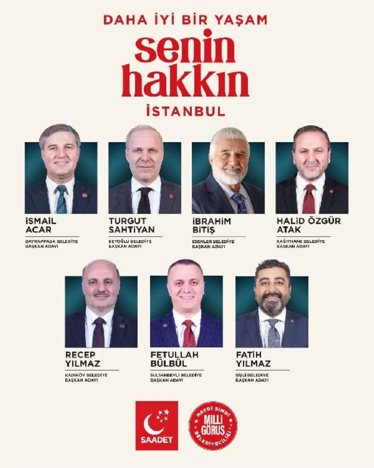 Saadet Partisi İstanbul\'da 7 ilçenin belediye başkan adaylarını açıkladı