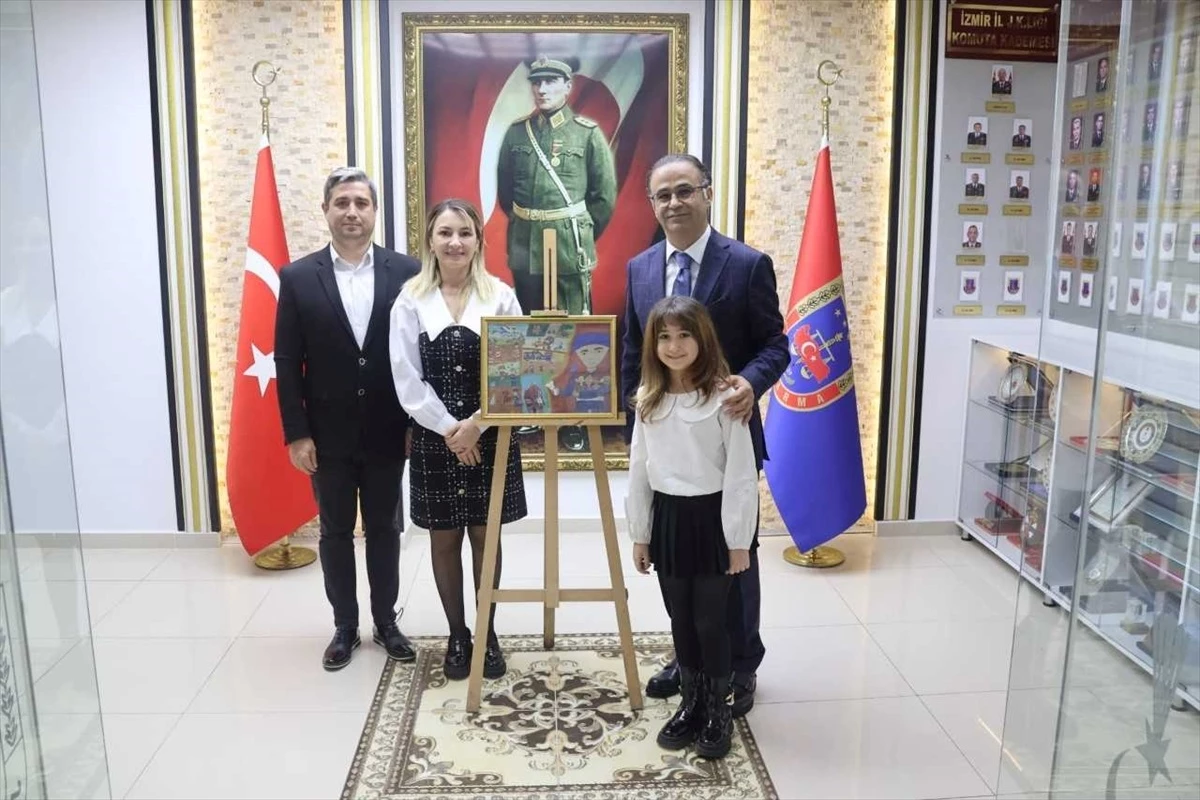 Torbalı Mustafa Çoban İlkokulu öğrencisi Eylül Ülkü, Jandarma Genel Komutanlığı resim yarışmasında birinci oldu