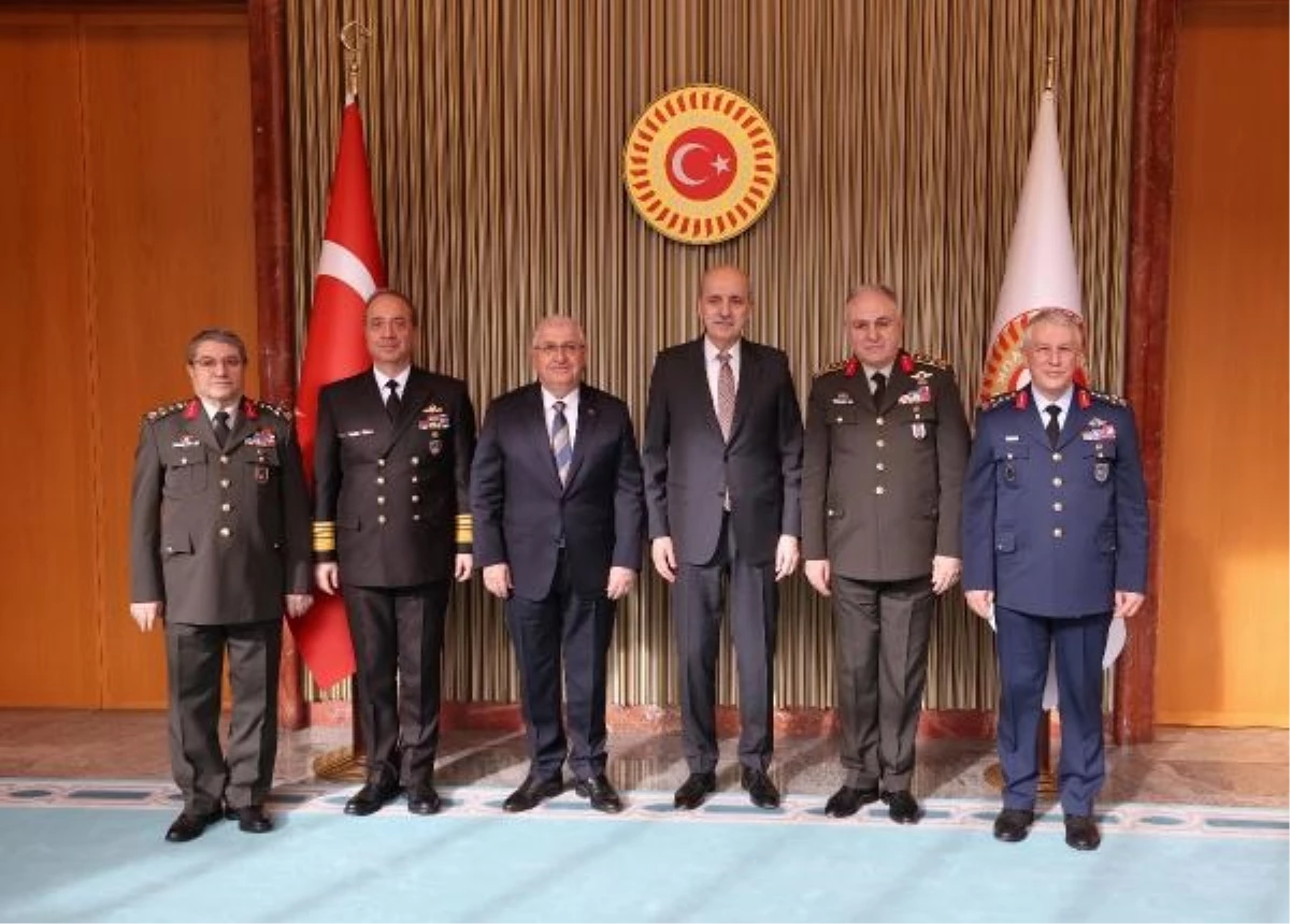 Milli Savunma Bakanı Yaşar Güler ve kuvvet komutanları TBMM Başkanı Numan Kurtulmuş\'u ziyaret etti
