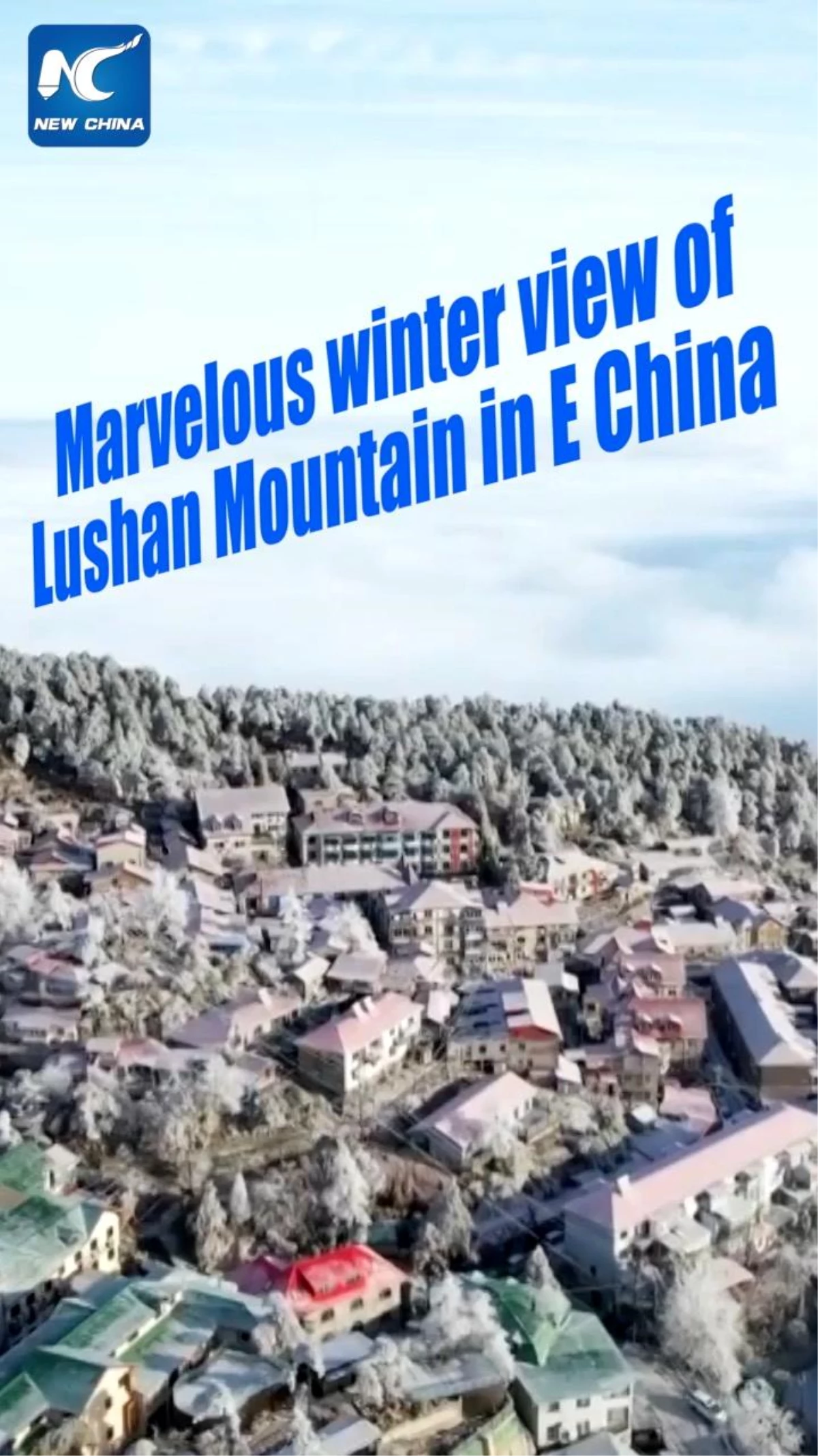 Lushan Dağı\'ndaki kış manzarasının çeşitli görüntüleri