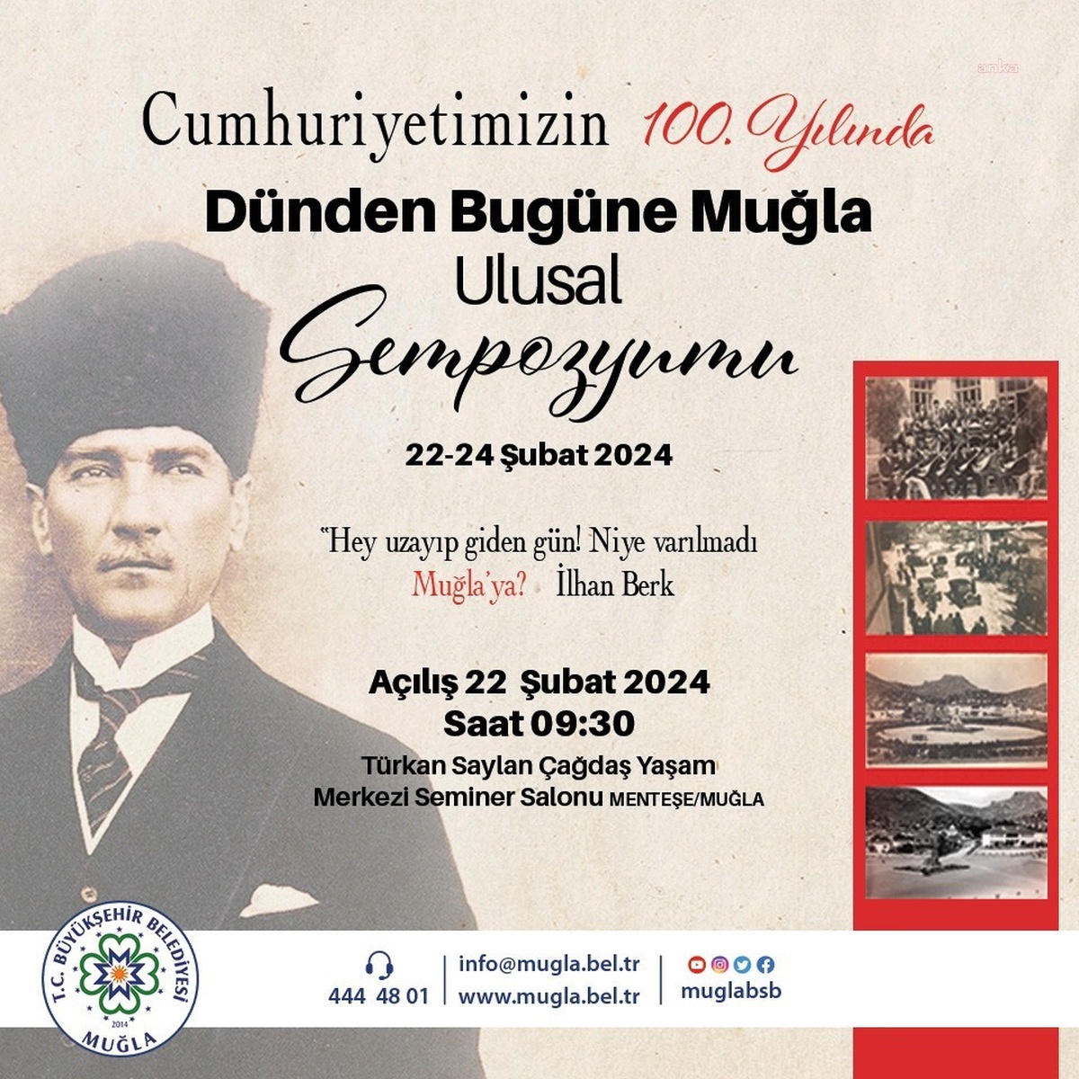 Muğla Büyükşehir Belediyesi Cumhuriyetimizin 100. Yılında Dünden Bugüne Muğla Sempozyumu