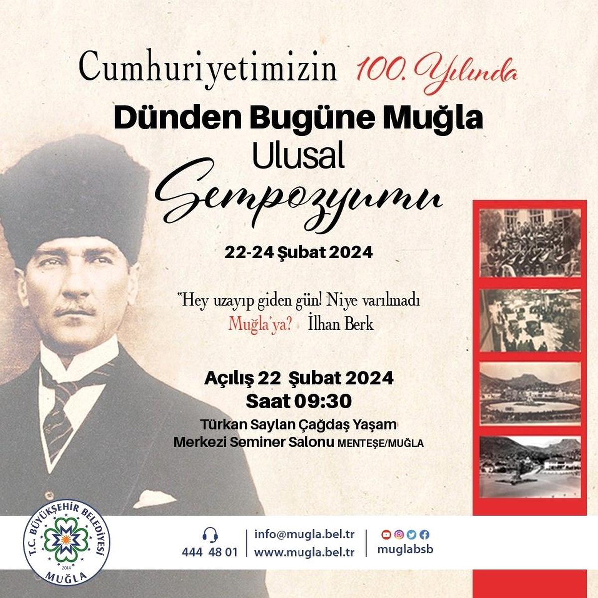 Muğla Büyükşehir Belediyesi Cumhuriyet\'in 100. Yılında Dünden Bugüne Muğla Sempozyumu Düzenliyor