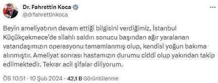 Adalet Bakanı Tunç: Küçükçekmece'deki saldırıyla ilgili olayla bağlantısı olduğu 12 kişi gözaltına alındı, 7 kişi aranıyor