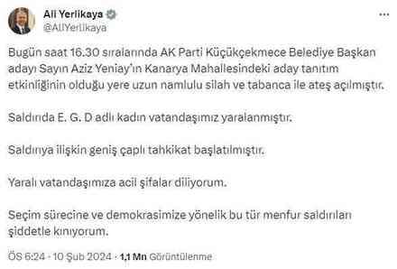 Adalet Bakanı Tunç: Küçükçekmece'deki saldırıyla ilgili olayla bağlantısı olduğu düşünülen 12 kişi gözaltına alındı, 7 kişi aranıyor