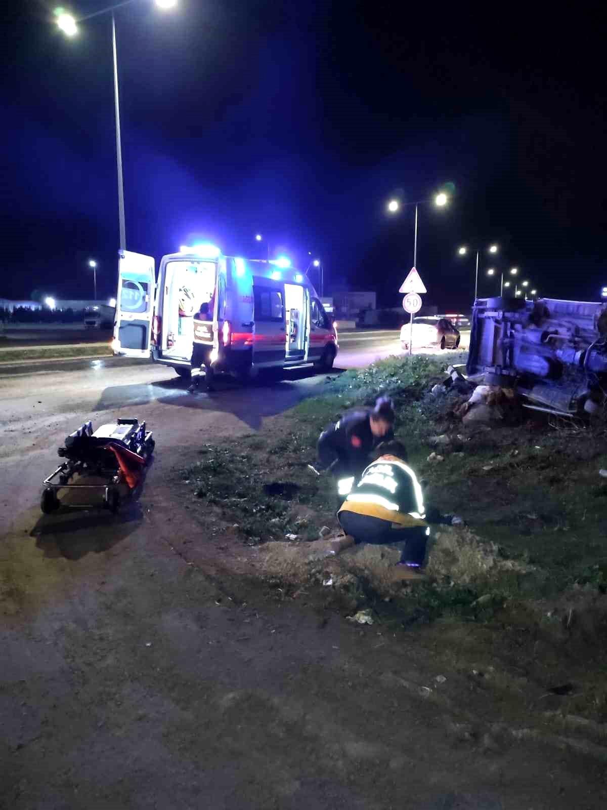 Tekirdağ\'ın Muratlı ilçesinde araç takla attı, sürücü hafif yaralı