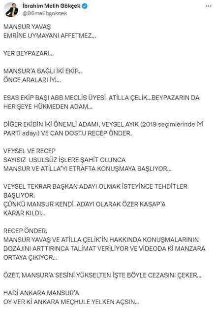 Zorla Mansur Yavaş'tan özür dilettirdiler! Melih Gökçek, İYİ Partili ilçe başkanının tekme tokat dövüldüğü görüntüleri paylaştı