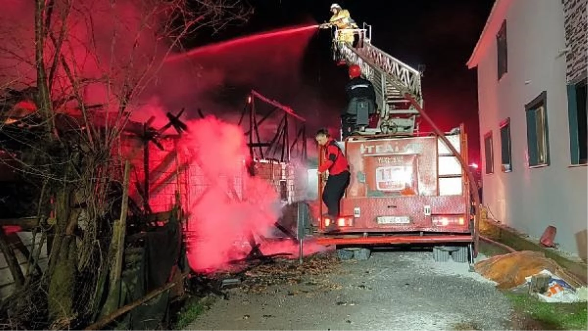 Düzce\'de çıkan yangında ahır ve samanlık yandı, 4 büyükbaş öldü