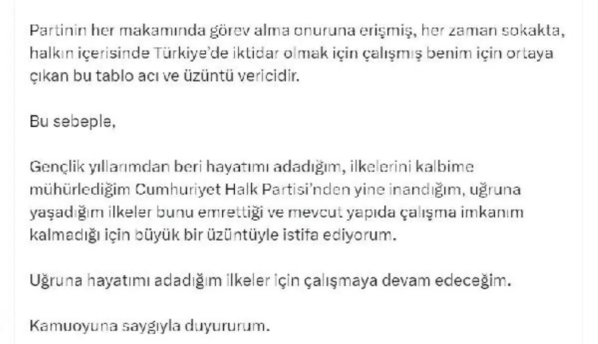 CHP İstanbul Milletvekili Gürsel Tekin Partiden İstifa Etti