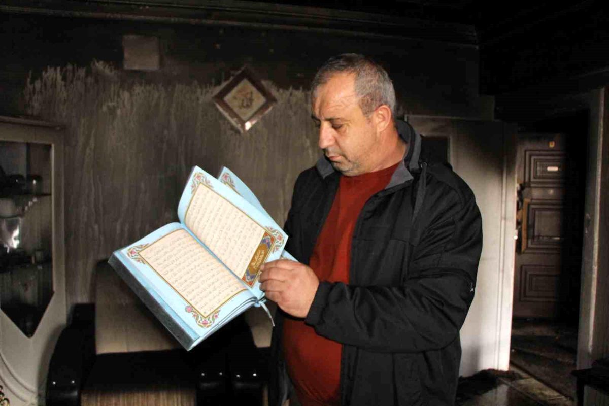 Amasya\'da çıkan yangında Kur\'an-ı Kerim zarar görmedi