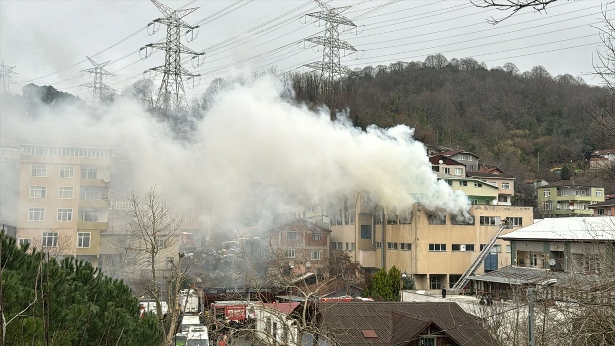 Beykoz\'daki kibrit fabrikasında çıkan yangına itfaiye ekipleri müdahale ediyor
