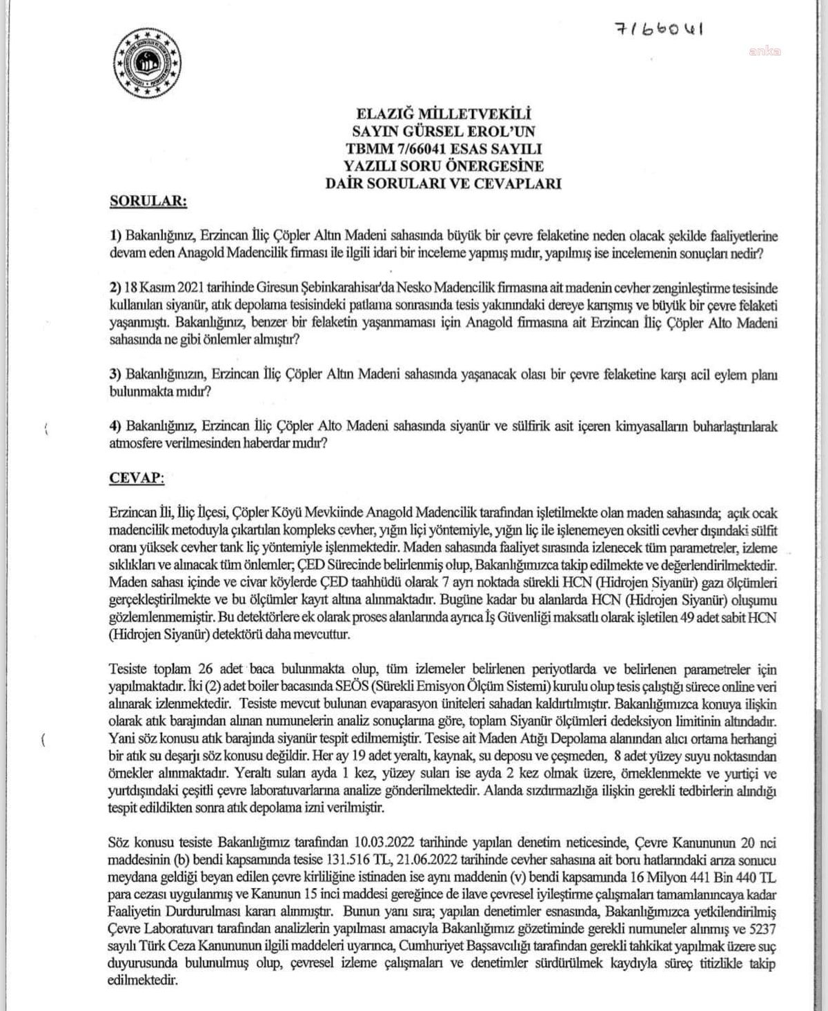 Erzincan İliç Çöpler Altın Madeninde Çevre Koruma Önlemleri Alındı