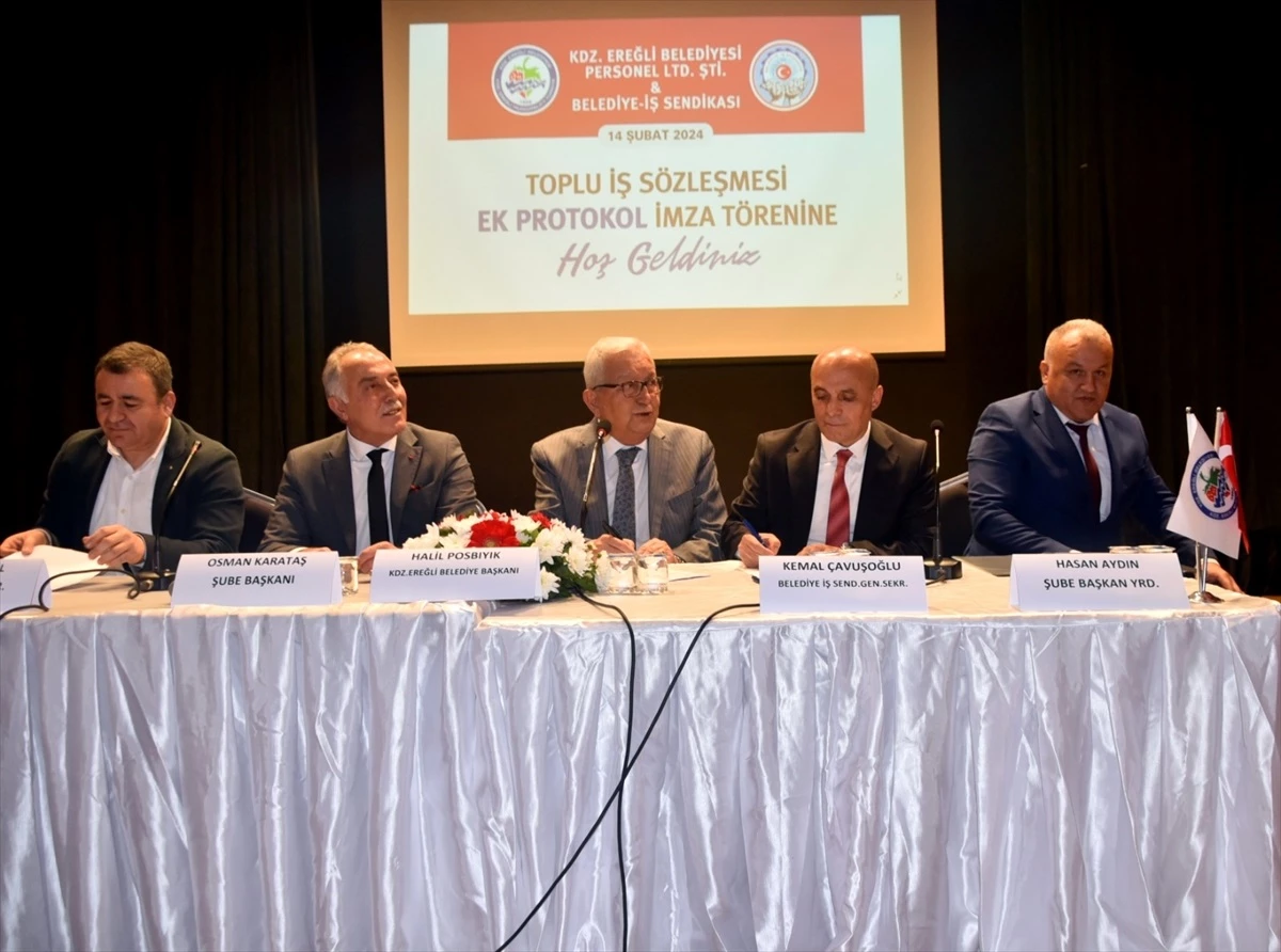 Karadeniz Ereğli Belediyesi ile Belediye-İş Sendikası arasında ek toplu iş sözleşmesi imzalandı