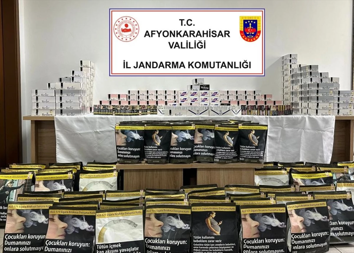 Afyonkarahisar\'da 62 bin 300 makaron ile 58 kilograma tütün ele geçirildi, 1 şüpheli gözaltına alındı