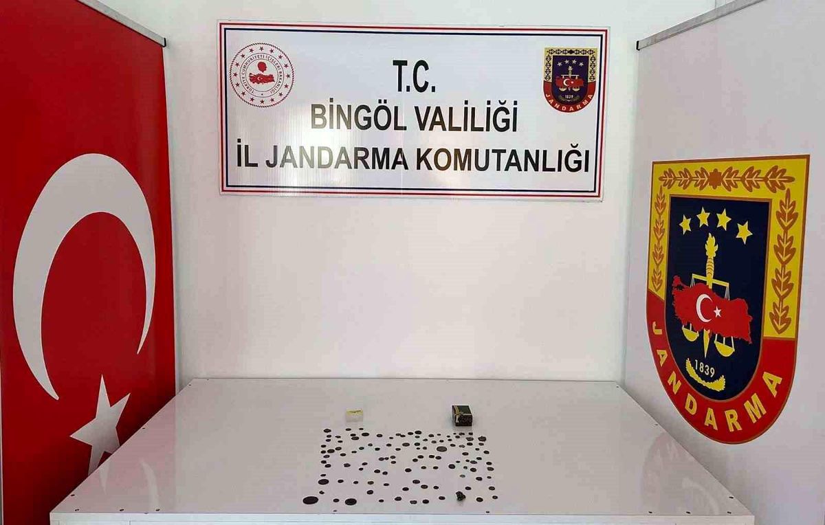 Bingöl İl Jandarma Komutanlığı ekipleri tarafından yapılan operasyonda 110 adet sikke ele geçirildi