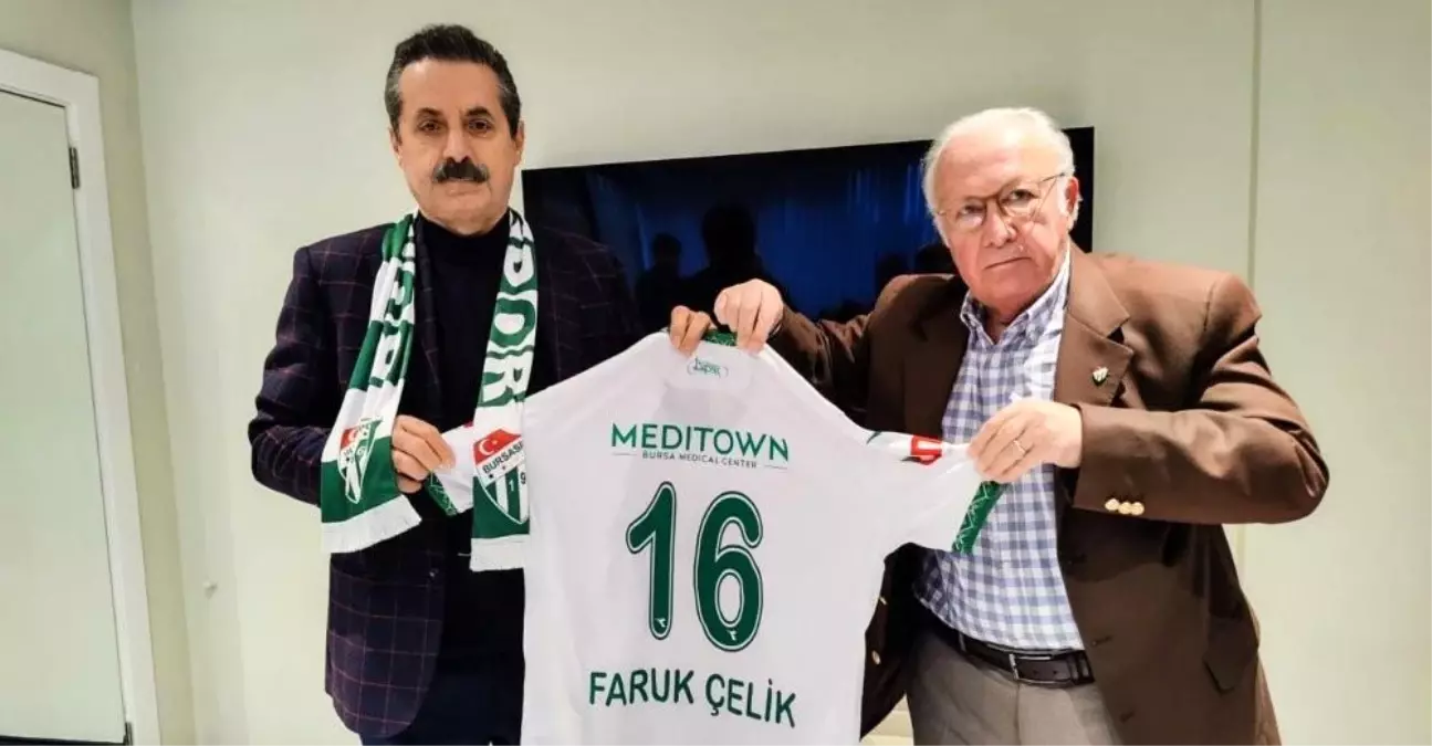 Bursaspor Başkanı Sinan Bür ve Genel Sekreter Erkan Öncel, Faruk Çelik\'i ziyaret etti