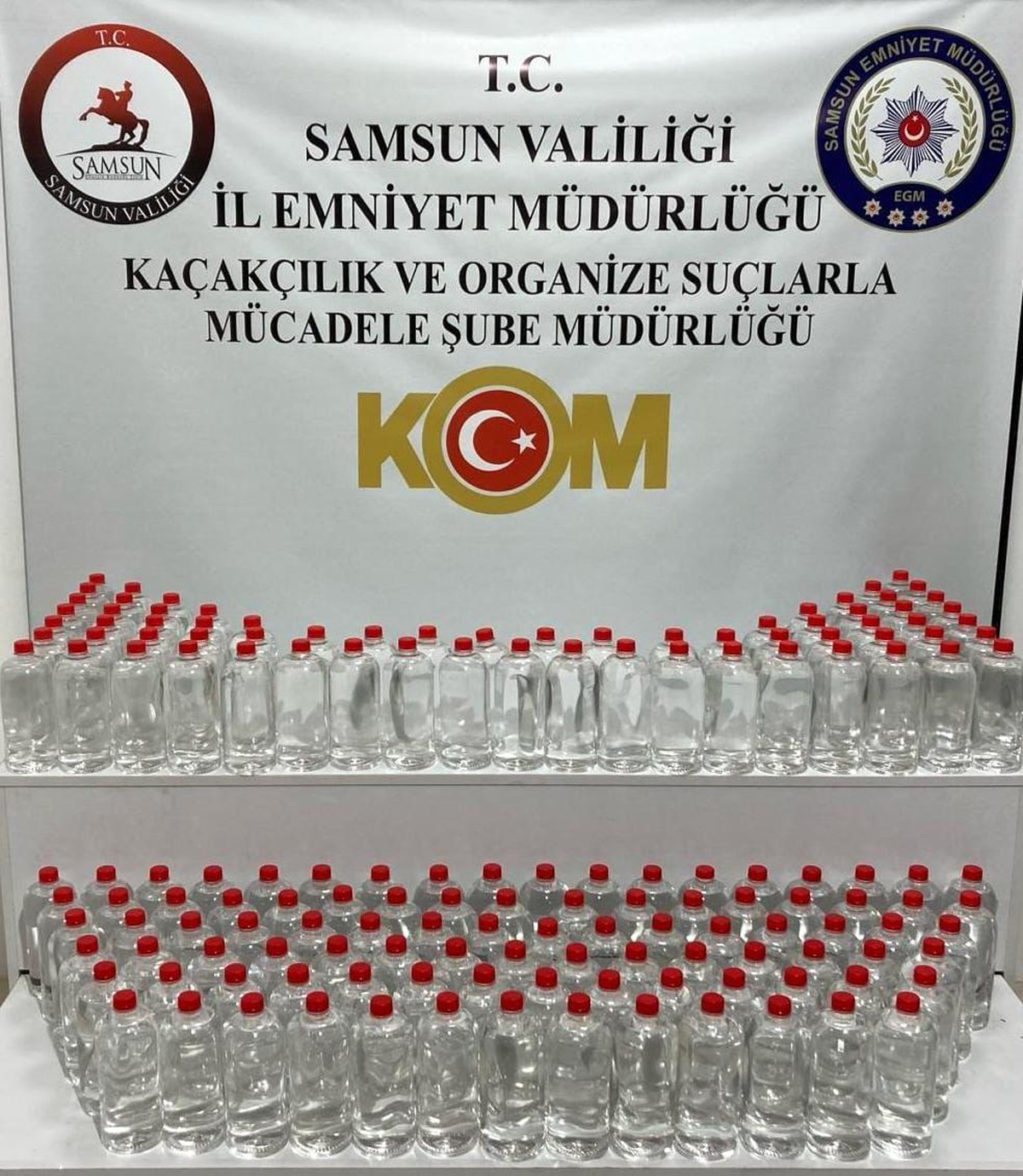 Samsun KOM polisi tarafından 160 litre etil alkol ele geçirildi