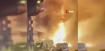 Ataşehir'de apartmanın dış cephesi alev alev yandı
