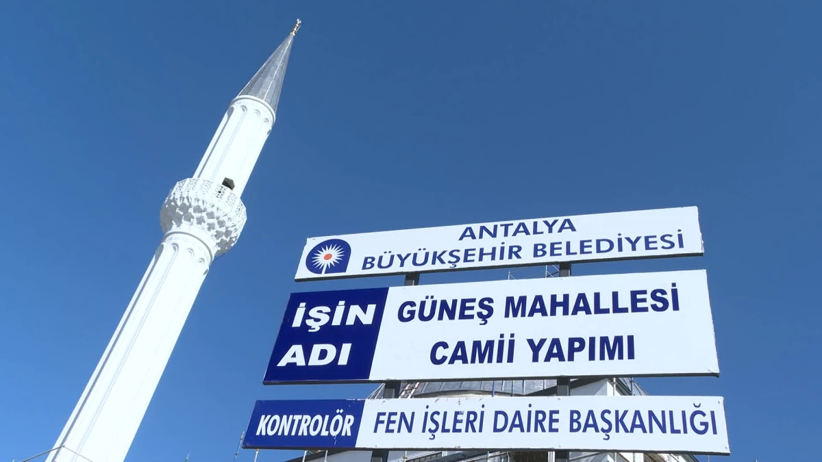 Antalya Büyükşehir Belediyesi Güneş Mahallesi Cami Projesi İnşaatı Devam Ediyor