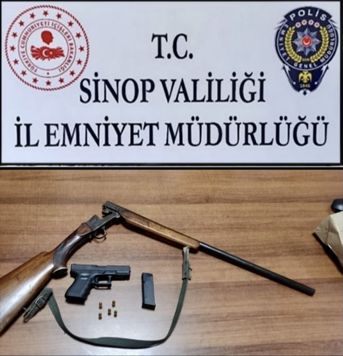 Sinop\'ta ruhsatsız tüfek ve tabanca ele geçirildi