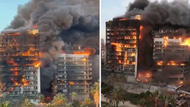 İspanya'nın Valensiya kentinde 14 katlı apartmanda yangın