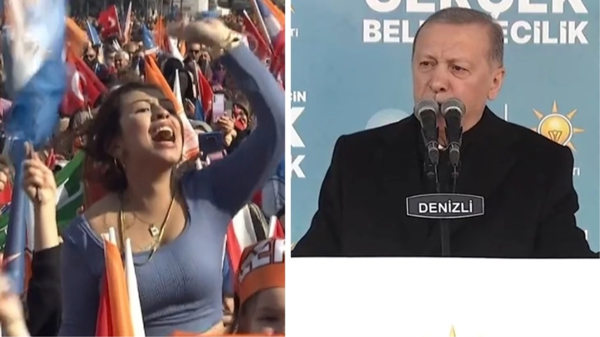 Mitinge damga vuran anlar! Genç kız, attığı sloganla Erdoğan\'ın konuşmasını böldü